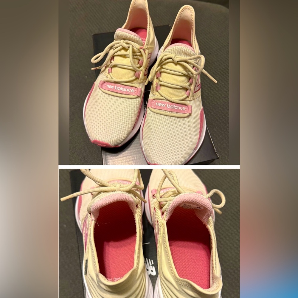 Figs New Balance Beige and Pink Athletic Shoes